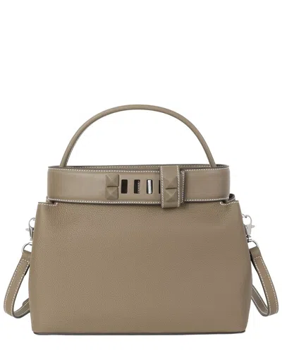 Tiffany & Fred Paris Structured Leather Top Handle Satchel In Brown