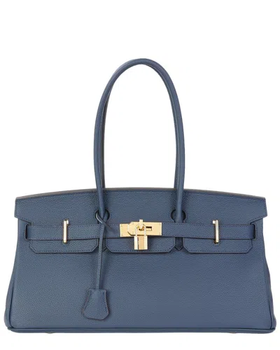 Tiffany & Fred Paris Structured Leather Top Handle Satchel In Blue