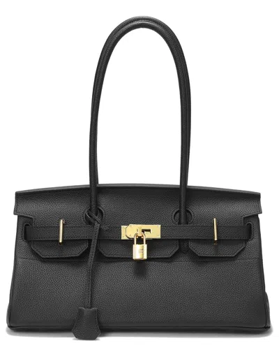 Tiffany & Fred Paris Structured Leather Top-handle Tote In Black
