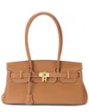 Tiffany & Fred Paris Structured Leather Top Handle Tote In Brown