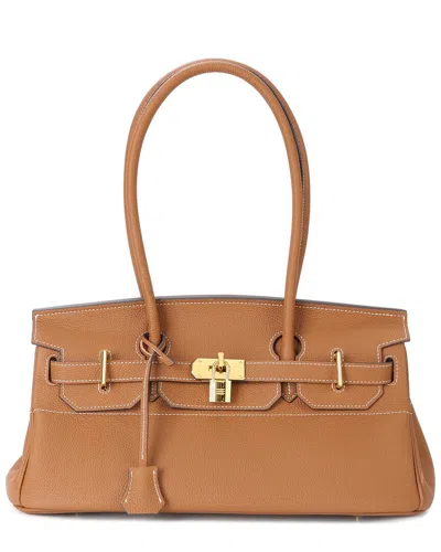 Tiffany & Fred Paris Structured Leather Top Handle Tote In Brown