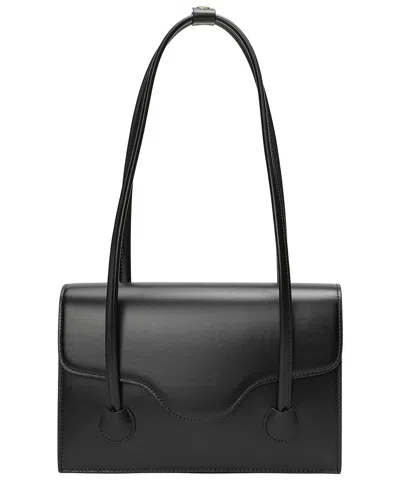 Tiffany & Fred Paris Structured Smooth Leather Shoulder Bag In Black