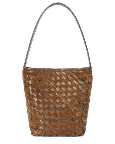 Tiffany & Fred Paris Structured Suede & Leather Tote In Brown