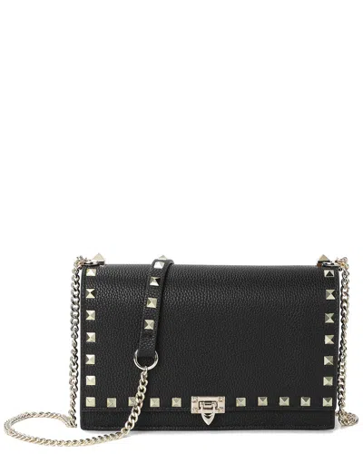 Tiffany & Fred Paris Studded Fold-over Leather Clutch In Black