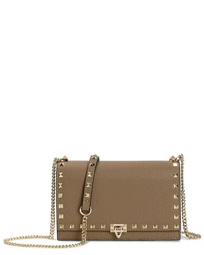 Tiffany & Fred Paris Studded Fold-over Leather Clutch In Brown