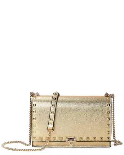 Tiffany & Fred Paris Studded Fold-over Leather Clutch In Gold