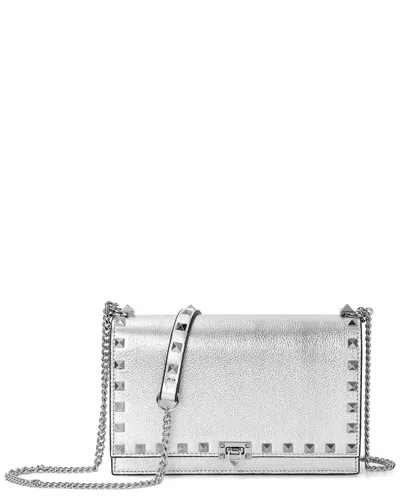 Tiffany & Fred Paris Studded Fold-over Leather Clutch In Silver