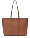 Tiffany & Fred Paris Studded Leather Tote In Brown