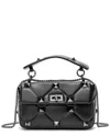 Tiffany & Fred Paris Studded Sheepskin Leather Shoulder Bag In Black