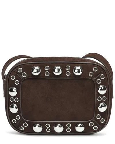 Tiffany & Fred Paris Studded Suede Crossbody In Brown