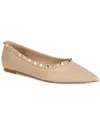 Tiffany & Fred Paris Studded Trim Leather Pointy-toe Flat
