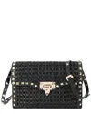 Tiffany & Fred Paris Studded Woven Raffia & Leather Crossbody