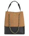 Tiffany & Fred Paris Suede & Leather Bucket Tote In Black