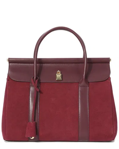 Tiffany & Fred Paris Suede & Leather Top Handle Satchel In Red
