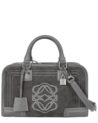Tiffany & Fred Paris Suede & Leather Top Handle Satchel In Gray