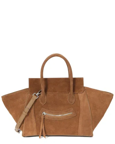 Tiffany & Fred Paris Suede & Leather Winged Tote In Brown