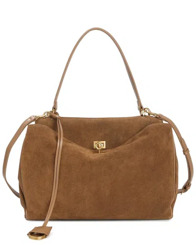 Tiffany & Fred Paris Suede Top Handle Tote In Brown
