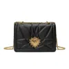 Tiffany & Fred Paris Heart Shaped Quilted Leather Messenger Bag In Black