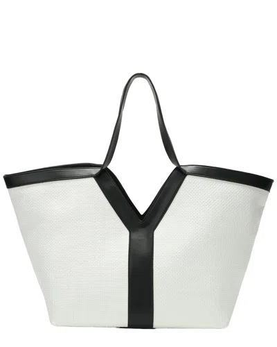 Tiffany & Fred Paris Tiffany & Fred Raffia & Leather Large Tote In White