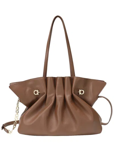 Tiffany & Fred Paris Tiffany & Fred Soft Pleated Leather Shoulder Tote In Purple