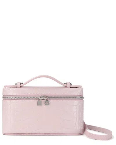 Tiffany & Fred Paris Timeless Croc-embossed Leather Crossbody In Pink