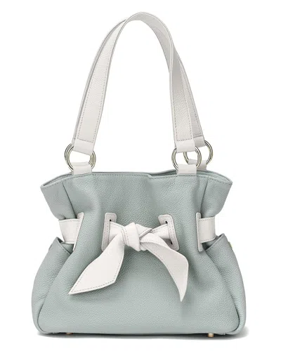 Tiffany & Fred Paris Top-grain Bow Leather Shoulder Bag In Grey