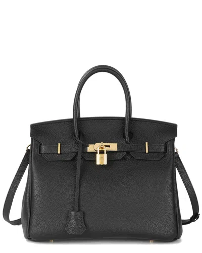 Tiffany & Fred Paris Top-grain Large Leather Satchel In Black