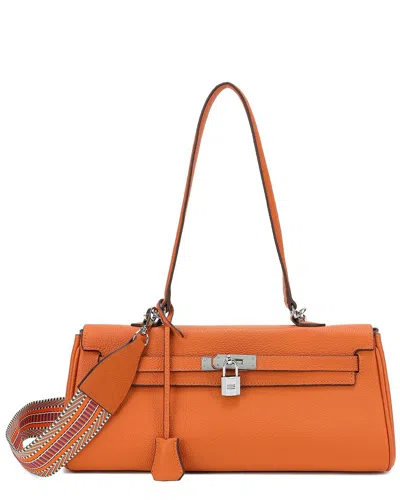Tiffany & Fred Paris Top-grain Leather Shoulder Bag In Orange