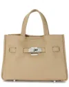 Tiffany & Fred Paris Top Handle Leather Bag In Beige