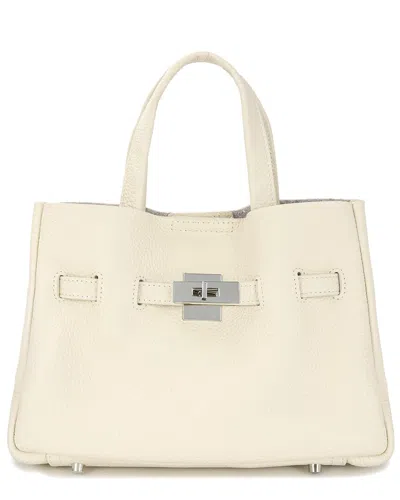Tiffany & Fred Paris Top Handle Leather Bag In White