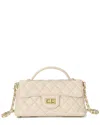 Tiffany & Fred Paris Top-handle Quilted Sheepskin Leather Shoulder Bag In Brown