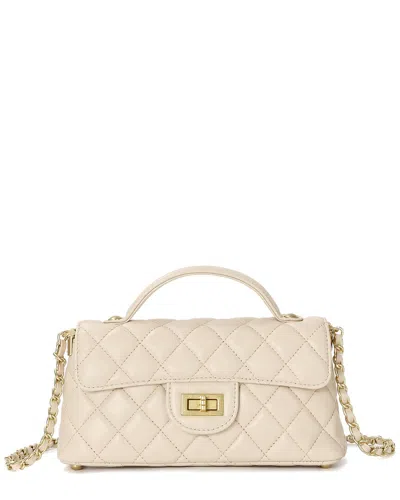 Tiffany & Fred Paris Top-handle Quilted Sheepskin Leather Shoulder Bag In Brown