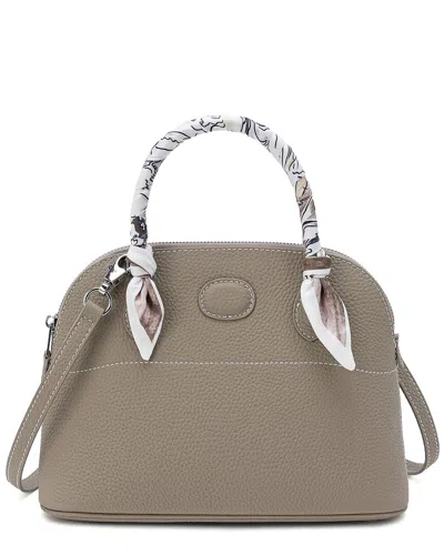 Tiffany & Fred Paris Top-grain Leather Satchel In Grey