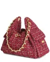 Tiffany & Fred Paris Tweed & Leather Shoulder Bag In Red