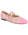 Tiffany & Fred Paris Two-tone Tweed & Leather Mary Jane Flat