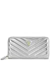 Tiffany & Fred Paris V-shape Quilted Leather Wallet In Silver