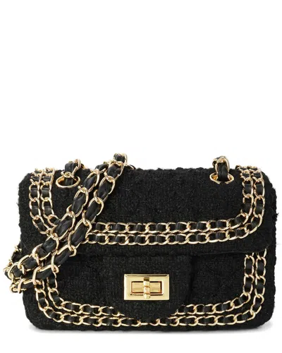 Tiffany & Fred Paris Wool & Leather Crossbody In Black