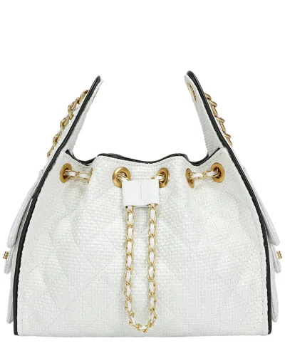 Tiffany & Fred Paris Woven Canvas Shoulder Bag In Purple