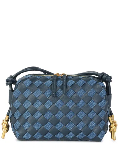 Tiffany & Fred Paris Woven Leather & Denim Mini Crossbody In Blue