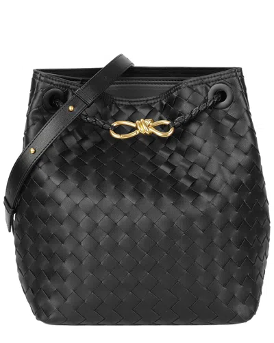 Tiffany & Fred Paris Woven Leather Bucket Bag In Black