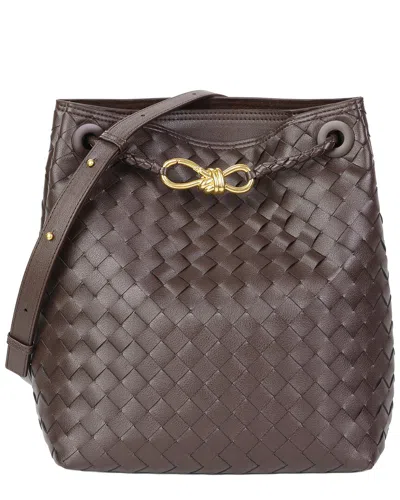Tiffany & Fred Paris Woven Leather Bucket Bag In Brown