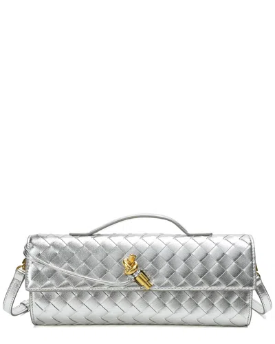 Tiffany & Fred Paris Woven Leather Clutch In Silver