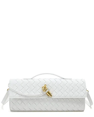 Tiffany & Fred Paris Woven Leather Clutch In White