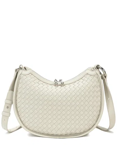 Tiffany & Fred Paris Woven Leather Hobo Bag In White