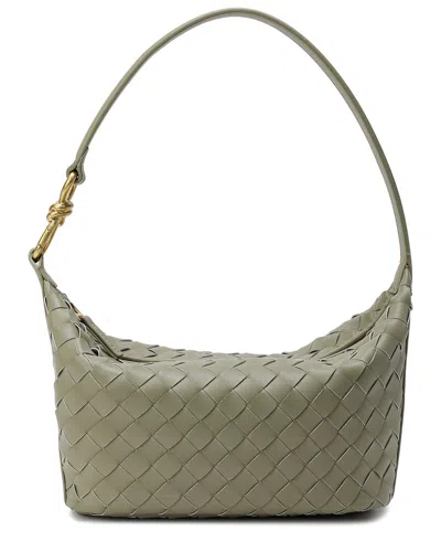 Tiffany & Fred Paris Woven Leather Hobo Shoulder Bag In Khaki