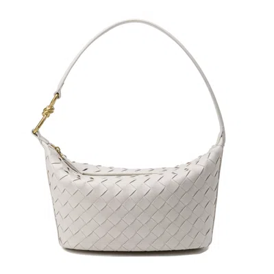 Tiffany & Fred Paris Woven Leather Hobo/ Shoulder Bag In White