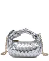 Tiffany & Fred Paris Woven Leather Knot Handle Crossbody In Silver