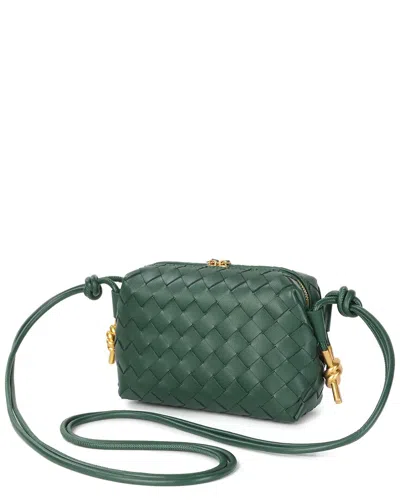 Tiffany & Fred Paris Woven Leather Mini Crossbody In Green