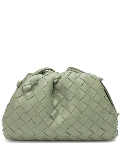 Tiffany & Fred Paris Woven Leather Pouch In Green