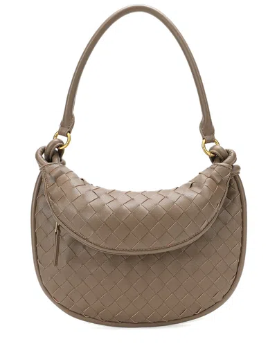 Tiffany & Fred Paris Woven Leather Shoulder Bag In Beige